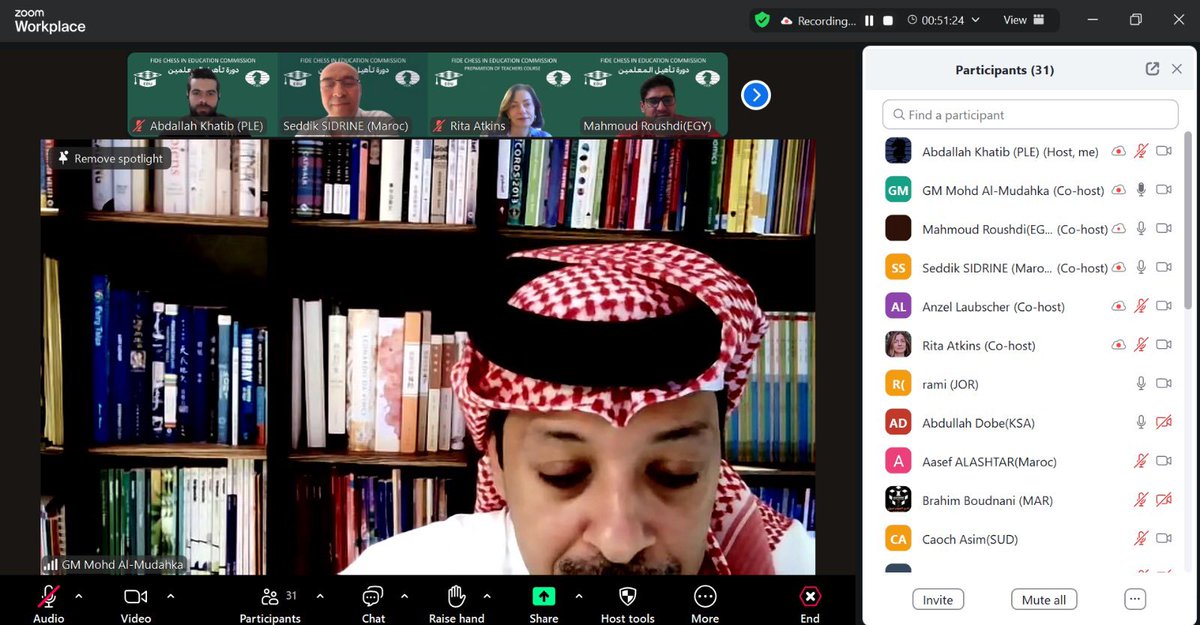 FIDEschoolChess's tweet image. ✅ The 1st Online Arabic “Preparation of Teachers” Course concluded successfully!
🗓️ Oct 3–5 | 28 participants | 10 Arab countries
📊 77% passed the final exam — a big step for Arabic chess education!
🔗 Read more: edu.fide.com/post/68e4dbd93…