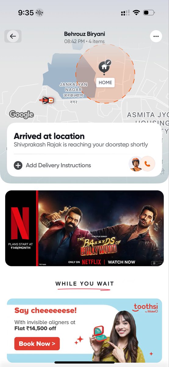 ajietgupta's tweet photo. @Swiggy Swiggy people put a status before reaching the location that they have arrived at the location. When I spoke to him, he said he was coming and on his way. https://t.co/faXSjGindL