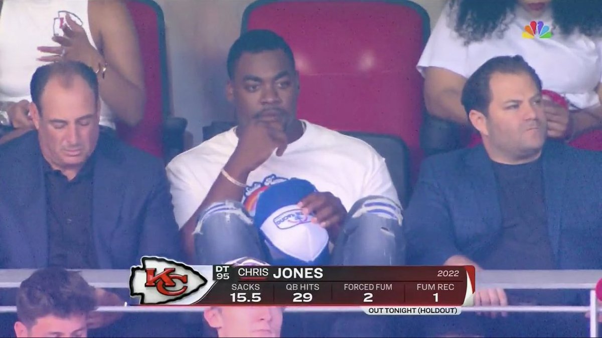 Chris Jones when he sees an untouched QB on the ground with the game on the line.