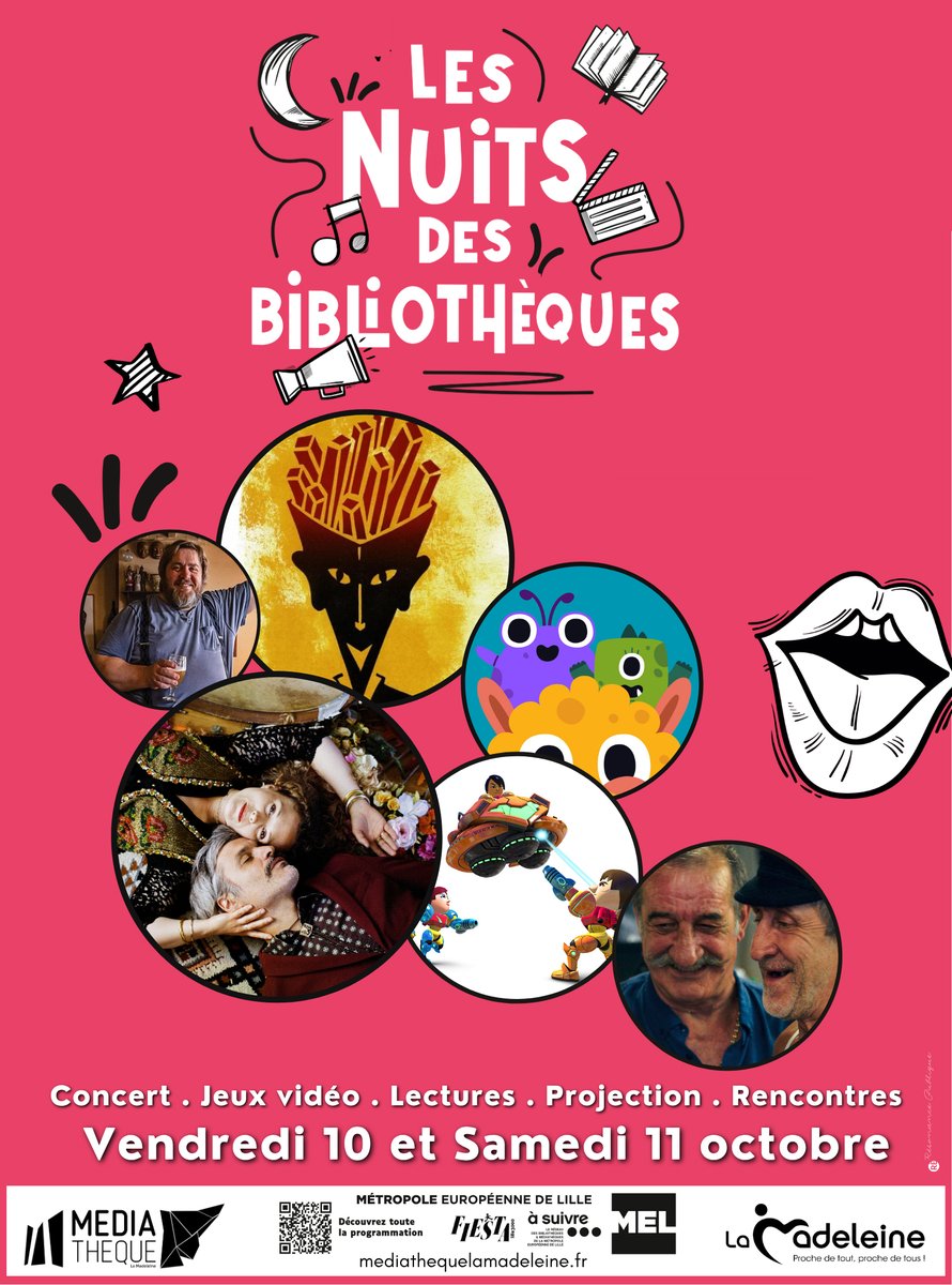 La Médiathèque de La Madeleine vous donne rdv à l'occasion des ✨Nuits des Bibliothèques✨, pour deux journées évènements autour de la fête populaire sous toutes ses formes : gastronomie, musique, photographie, jeux et histoires !
🗓️ Les 10 et 11 octobre
🔗bit.ly/4mRQZX6