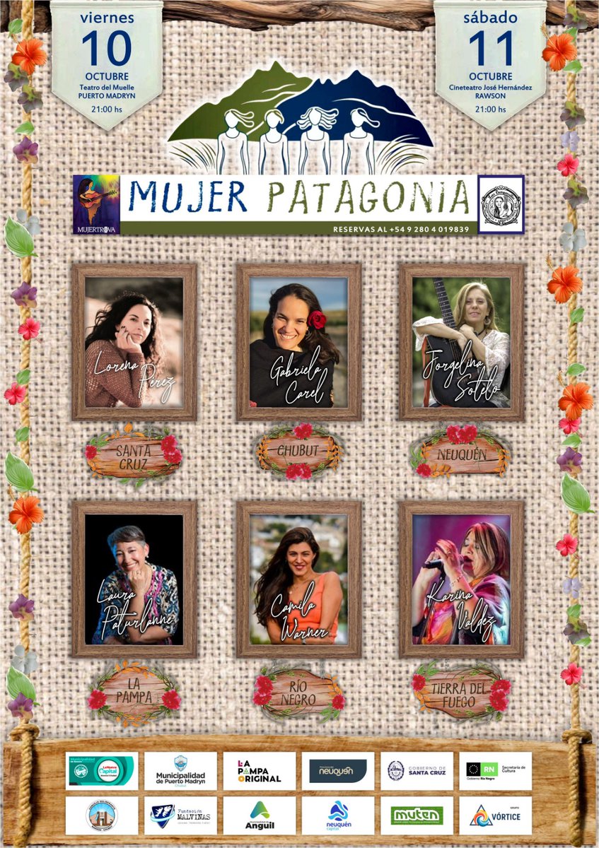 #MADRYN LLEGA "MUJER PATAGONIA" AL TEATRO DEL MUELLE🎤 

Este viernes 10 de octubre a las 21 horas, el Teatro del Muelle se llena de música con la presentación de “Mujer Patagonia”.

📍 Teatro del Muelle – Av. Rawson 60
🎟️ Entradas: $8.000