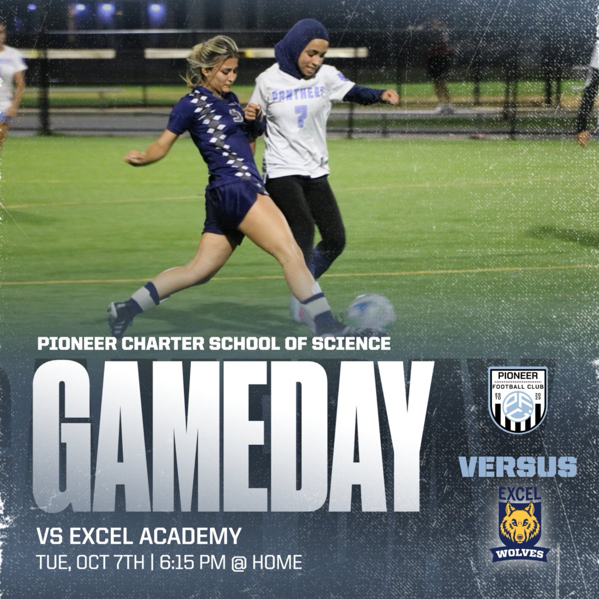 The Girls’ Varsity Soccer team will be competing against Excel Academy today, 10/7 @ Rivergreen Park. Kick off is at 6:15 PM, show up and cheer them on!