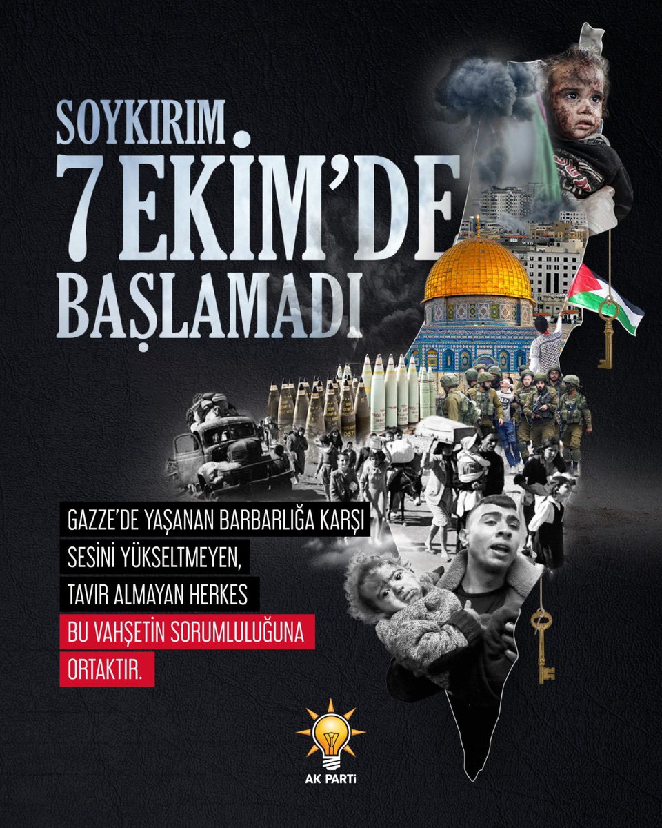 ceydaerenler's tweet photo. Gazze’de iki yıldır sistematik bir soykırım yürütülüyor. Kadın, çocuk, yaşlı demeden gerçekleştirilen saldırılar, insanlığın vicdanında derin yaralar açıyor.

Dünyanın sessizliği, mazlumların acısını hafifletmiyor. Ancak biz, suskunluğun değil, adaletin sesi olmayı sürdüreceğiz.

Türkiye olarak, nerede bir zulüm varsa orada hakkın ve insanlığın yanında durmaya devam edeceğiz. Filistin halkının onurlu direnişi, tüm insanlığın davasıdır.

#GazzeYalnızDeğildir 🇹🇷🇵🇸
#BitmeyenSoykırımGazze