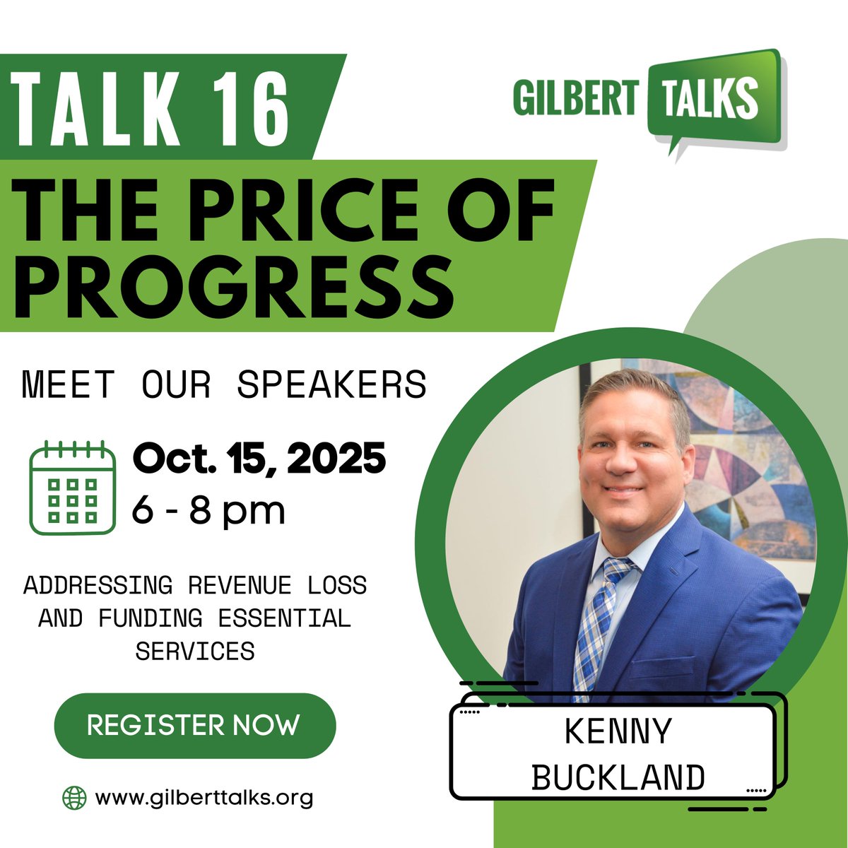 GilbertTalks's tweet image. Join Buckland for an engaging and informative evening at Talk 16 - The Price of Progress: Is Primary Property Tax the Answer? hosted by Gilbert Talks.

Register Today: eventbrite.com/e/talk-16-the-…