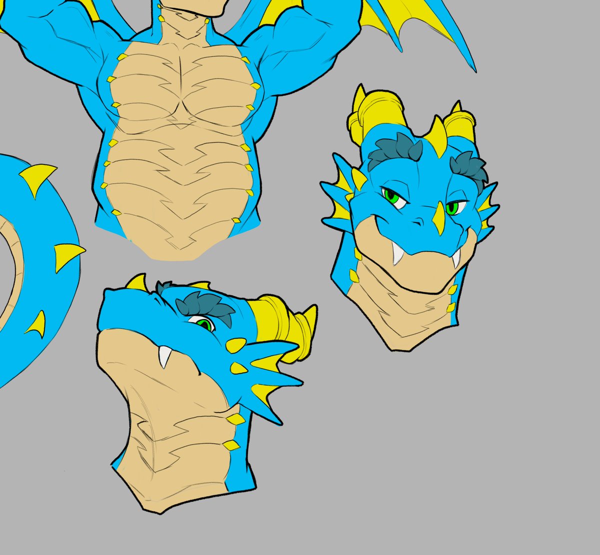Wip of this fantastic dragon that I'm working on💛🩵