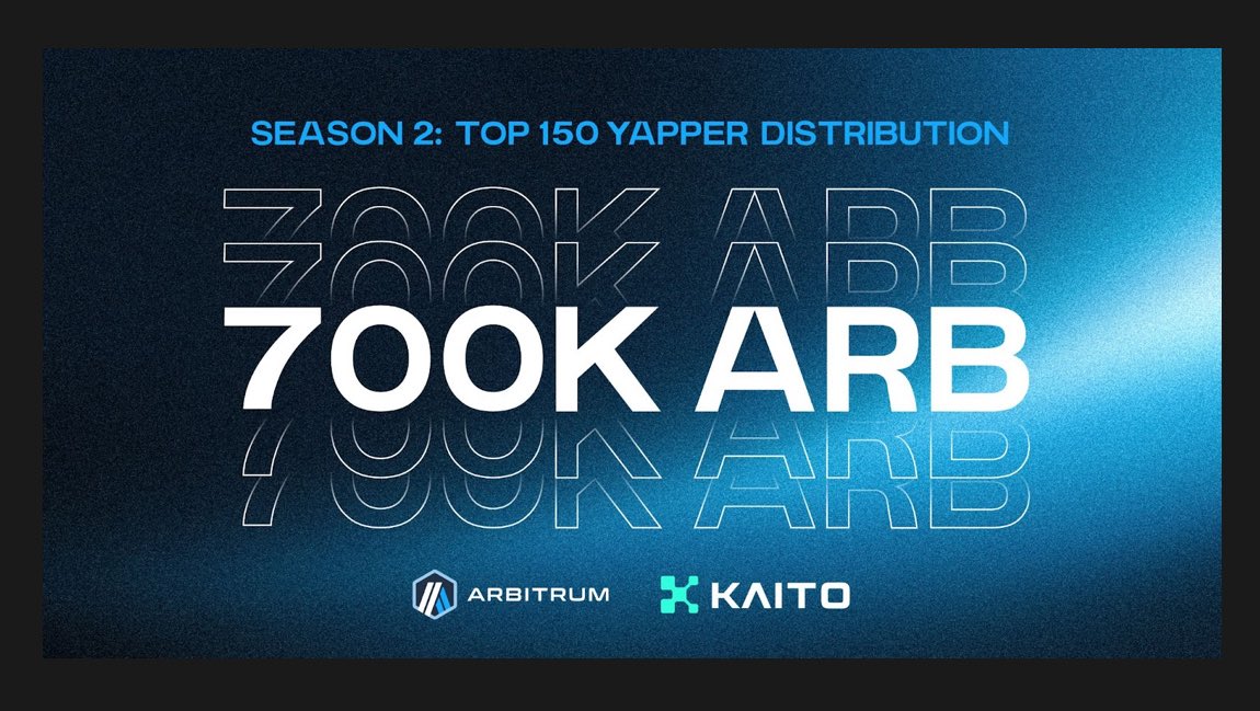 Arbitrum Szn 2 is live

700,000 $ARB up for grabs via <a href="/KaitoAI/">Kaito AI 🌊</a> all for doing what we do best: talking about <a href="/arbitrum/">Arbitrum</a> .

Hop on the leaderboard, share your thoughts, memes, or insights, and climb your way to the top yappers.

The algo’s more balanced this round, so everyone’s got