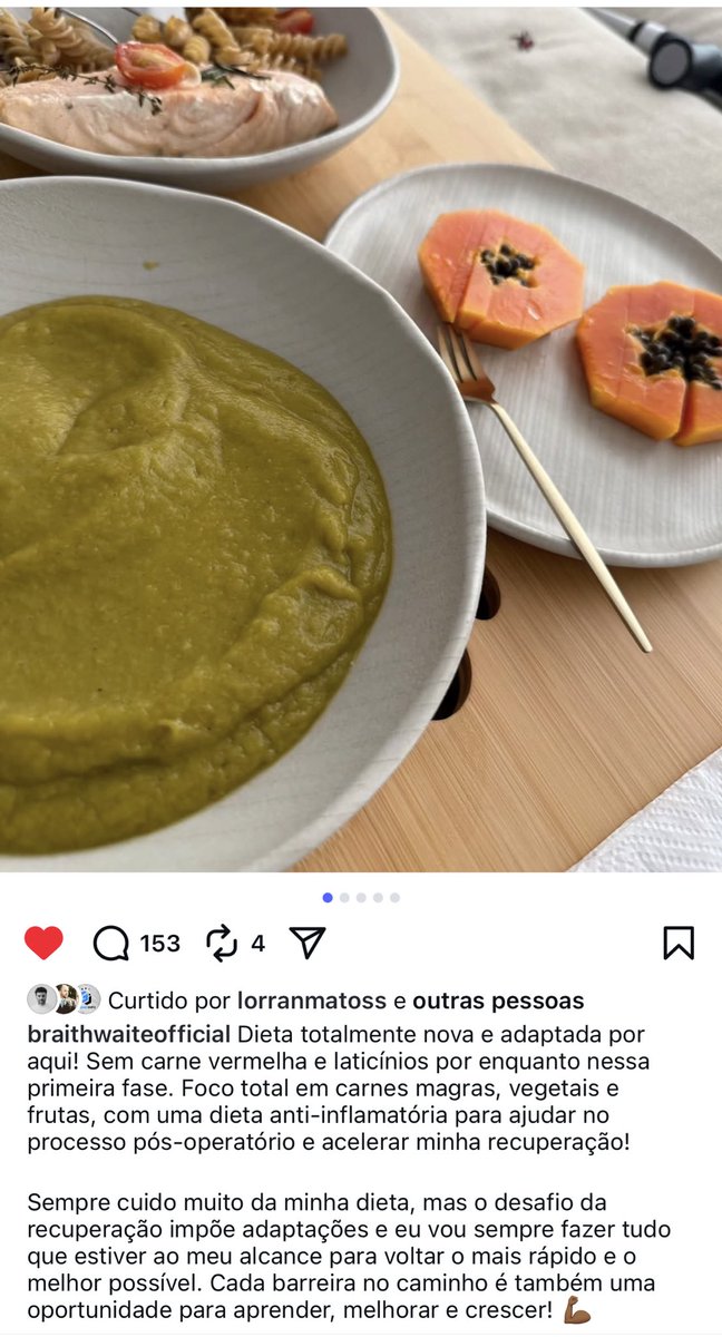E o Braitinho metendo dieta especial pra ajudar na recuperação? Um cara desses é muito necessário ao Grêmio.