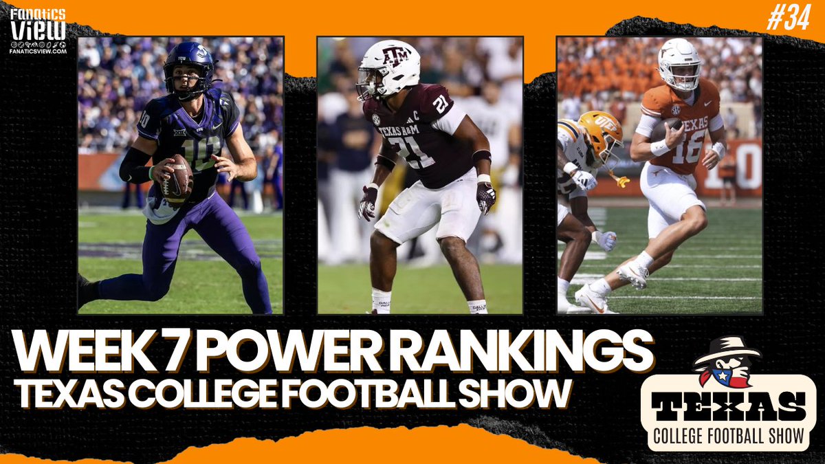 reclinernerd's tweet image. 🏈WEEK 7 COUNTDOWN🏈
@TexasCollegeFBS @fanaticsview @AggieFootball @TexAgs @Drewtamu @TexasTechFB @GamblinGauchos @TCUFootball @FrogPreacher @BUFootball @_GarrettRoss @SicEm365 @TexasFootball @kyleumlang @FortyAcreVibes @SMUFB @ScottGarnham @TTyler_Sports @MeanGreenFB…