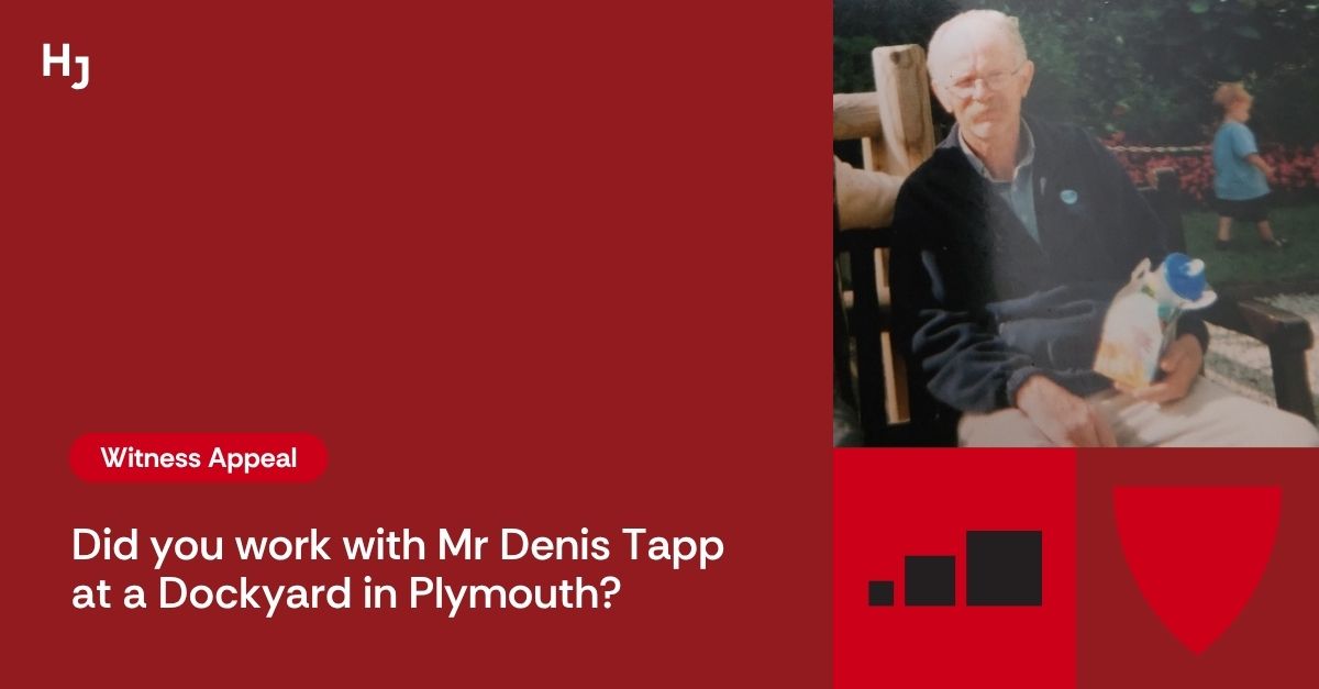 The family of Mr Denis Tapp, who sadly died from mesothelioma, is appealing for information from anyone who worked with him at UBM Scaffolding Ltd at Devonport Dockyard between 1978–1984.

🔗 If you remember working with Mr Tapp, find out more here: bit.ly/48PCyzs