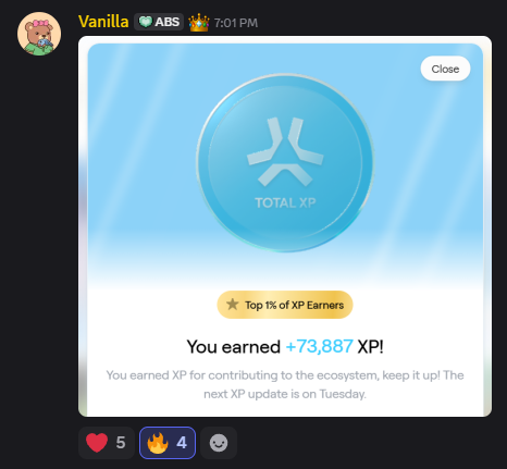 AltcoinSurfers's tweet photo. Happy @AbstractChain XP Day 🥳

Our highest XP earners are:
@DenisVlg000 86,684
@ValentinaL51142 73,887
@geniexbtz 60,727
@Vlad1Ivanciu 60,401

Congratulations to everybody who's on Abstract! We're still super early 👏

cc @Alex_GPEG https://t.co/872IOisG3x