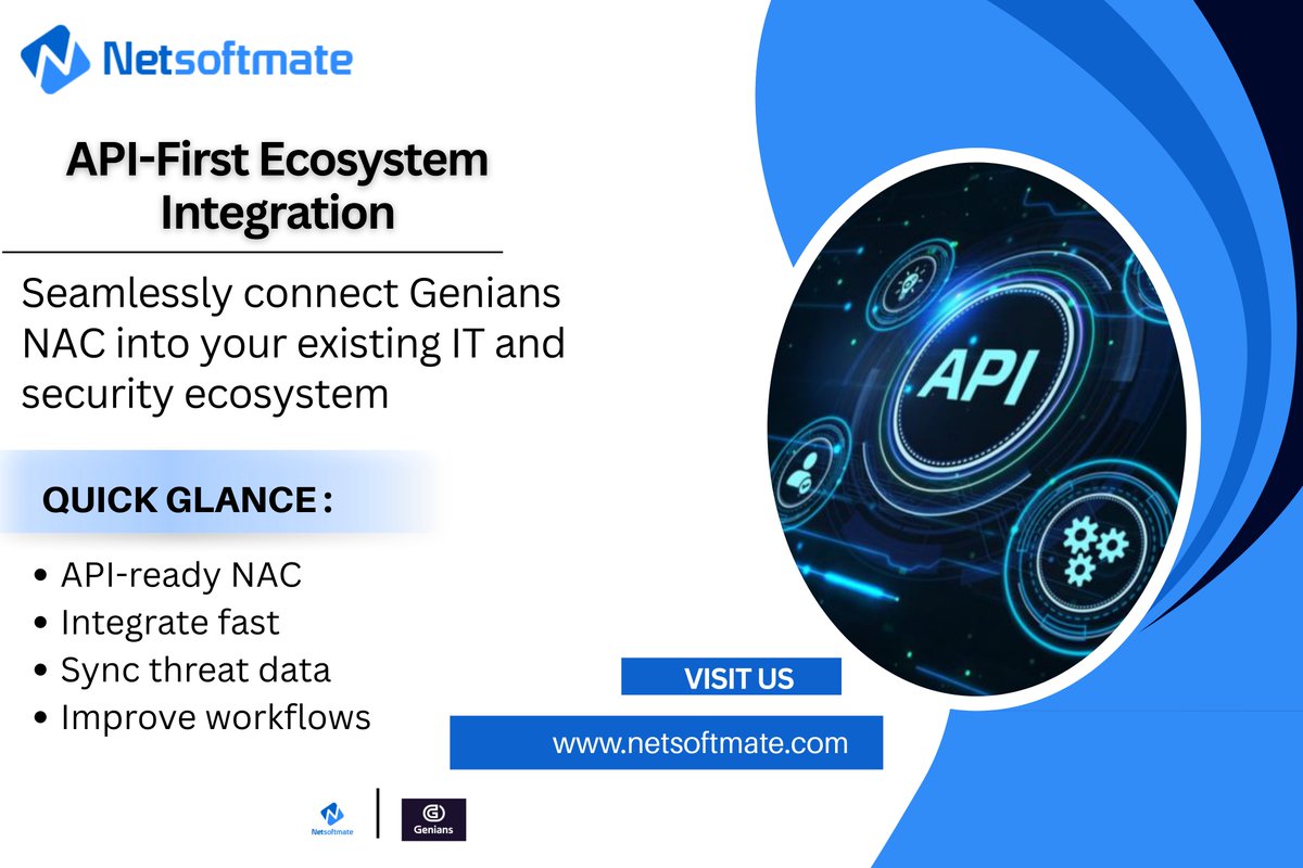 Netsoftmate's tweet image. Integrate @WithGENIANS  NAC seamlessly with @Netsoftmate

Connect existing tools
Sync threat insights
Cut silos
Speed response

Integrate smarter, respond faster

Visit: ihttps://netsoftmate.com/
#Genians #Netsoftmate #SecurityIntegration #ITSecurity #NAC
