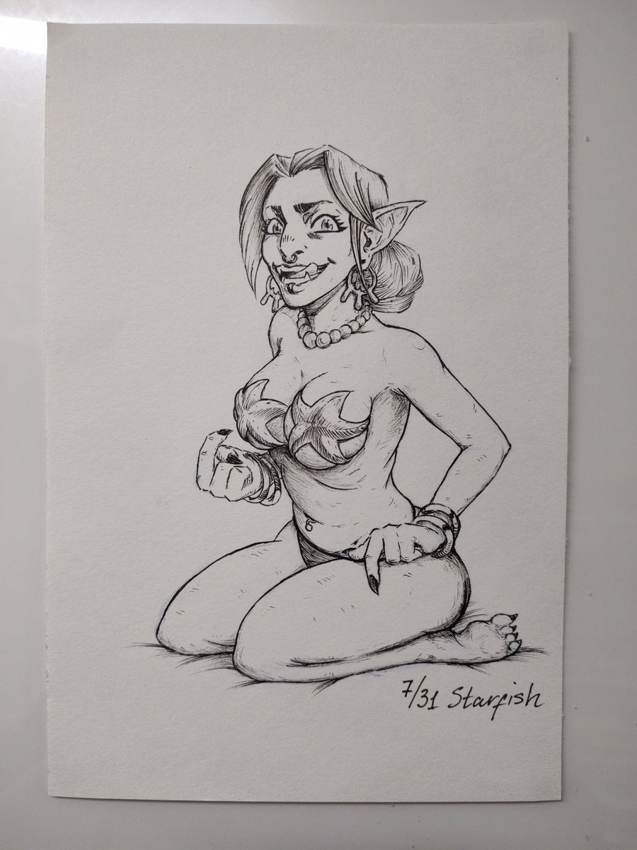 7/31 Starfish. 

Yay for sexy goblin girls!

#goblinktober #Inktober