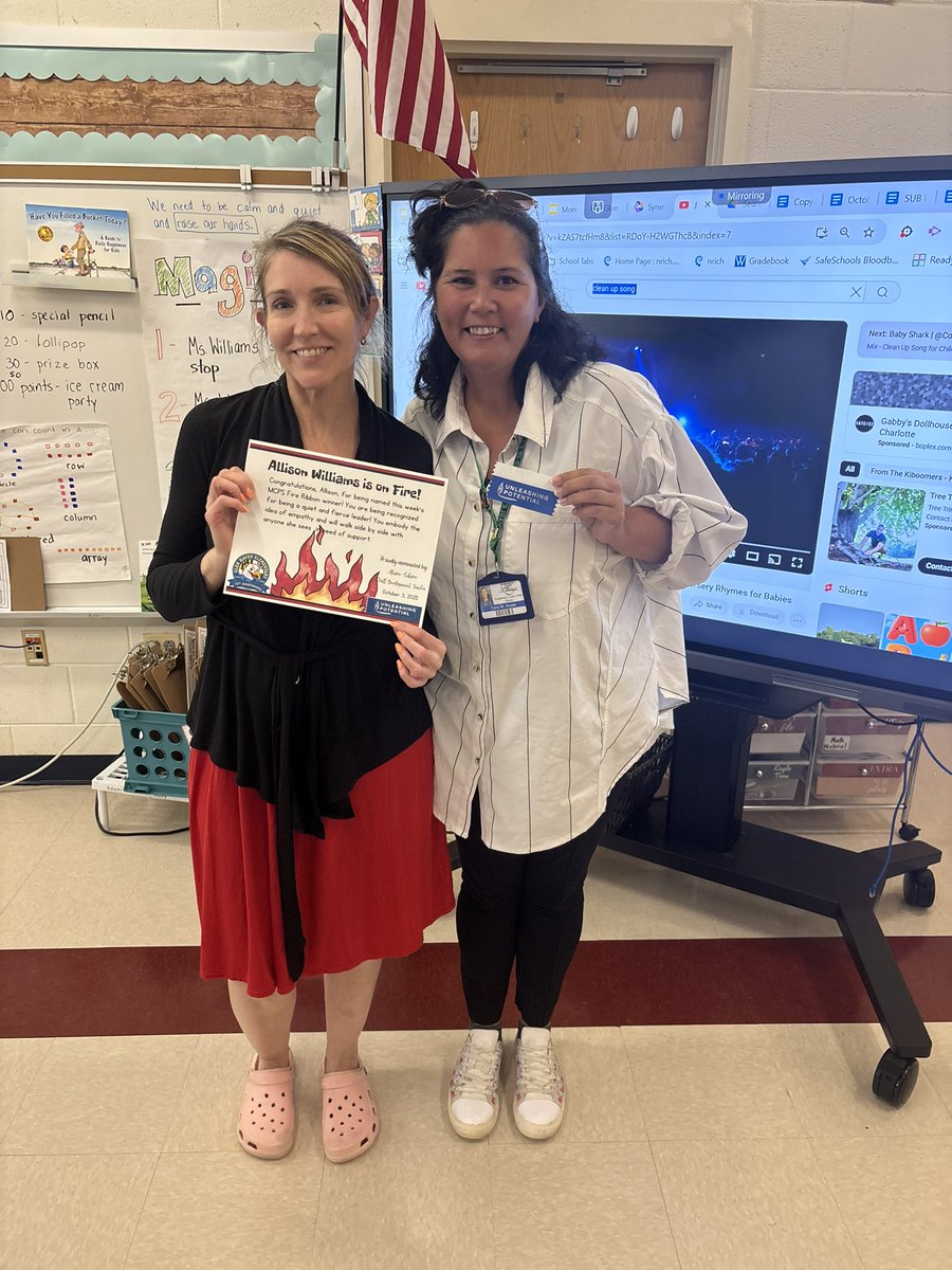 MrsStrain's tweet image. Congratulations to Mrs Williams for being named our next @MCPS Fire Ribbon winner. Mrs Gibson selected her for her leadership & commitment to the Eagle Nation! @Director_DSLI #UnleashingPotential #FireRibbon
