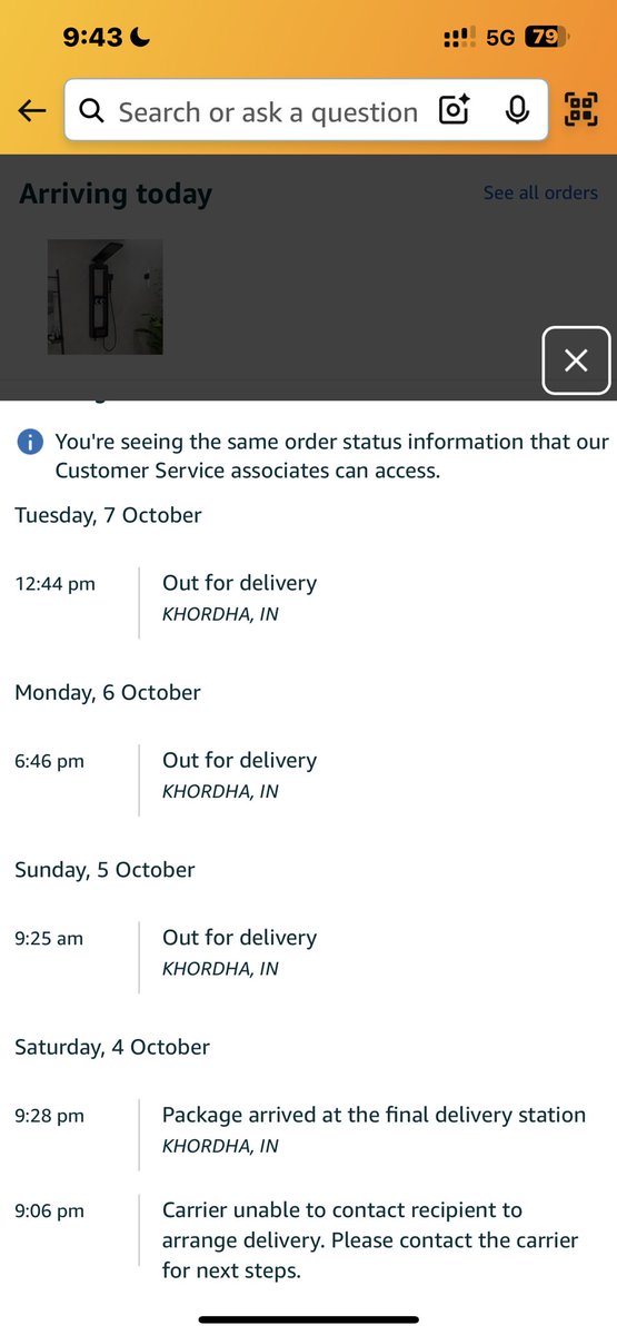 iamDebDanger's tweet photo. Every day it goes out for delivery and the delivery never happens. Fun fact is that on 4th October i received 3 products , for which they were able to contact me. But for this order they could not contact me. Stop these malpractices @amazonIN #greatscammingfestival https://t.co/31kY2z2C4t