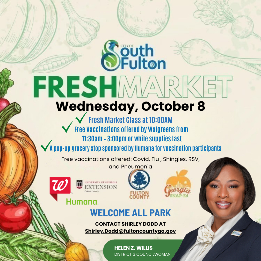 Tomorrow’s the day!
Tomorrow’s the day! Join Councilwoman Helen Z. Willis (District 3) for a Fresh Market Class on Oct. 8 at 10 AM at Welcome All Park. Free COVID-19, flu, shingles, RSV &amp; pneumonia shots by Walgreens + a Humana grocery stop. #COSF #District3 #HealthyLiving