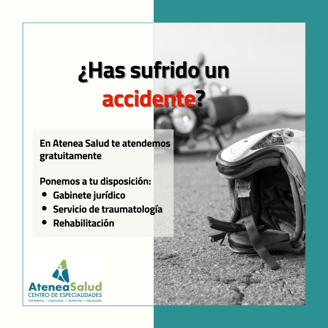 ¿Has sufrido un accidente de tráfico?
Nos ocupamos de tu recuperación 𝐠𝐫𝐚𝐭𝐮𝐢𝐭𝐚𝐦𝐞𝐧𝐭𝐞.
#Fisioterapia 👐 / #Nutrición 🍏 / #Podología 👣 / #Psicología 🌅
ℹ️ Calle Zaragoza 34 - Jerez
📞 956 347 902