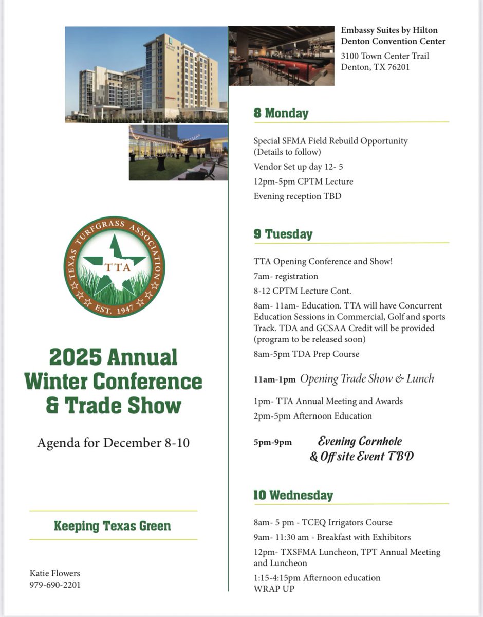 Join us December 9th and 10th in Denton , TX. Register today -www.texasturf.com