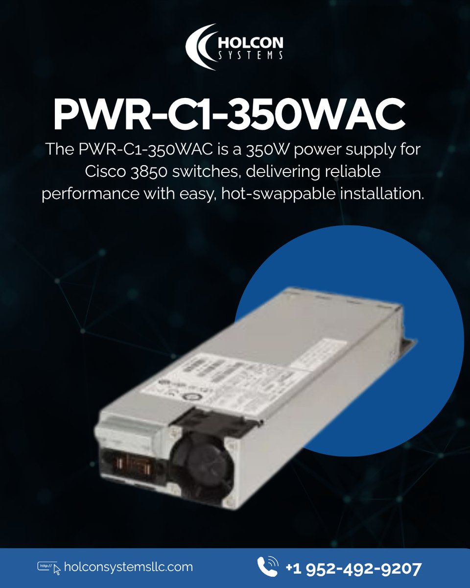 exciscokit's tweet image. Power up your Cisco 3850 switches with the PWR-C1-350WAC — a 350W power supply built for reliability and efficiency.

#holconsystems #networkingsolutions #ithardware #networkefficiency  #businessconnectivity