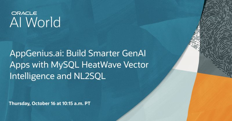 mysql_community's tweet image. ℹ️ Join us at #AIWorld to discover how enterprises are transforming business applications with the power of NL2SQL, GenAI, and machine learning, directly within MySQL HeatWave.
👉 For more details: social.ora.cl/6012AUjPO