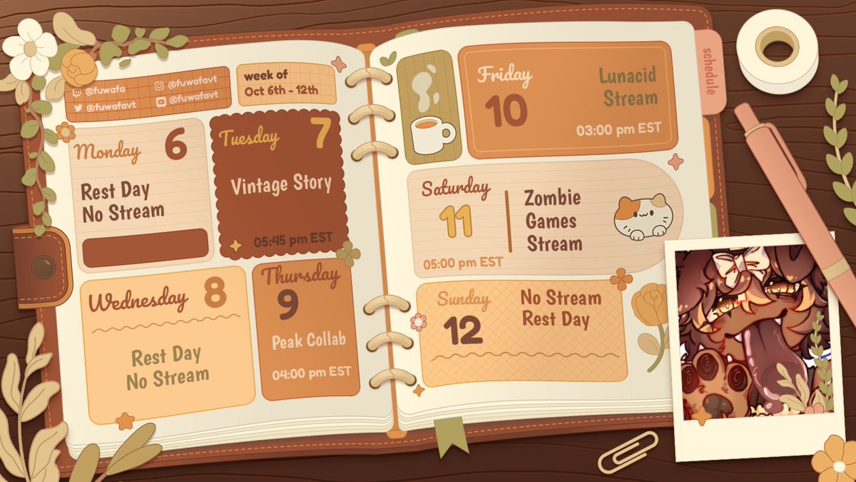 fuwafavt's tweet image. Here&apos;s my stream schedule for this week! I&apos;m looking forward to seeing you all again 🐾