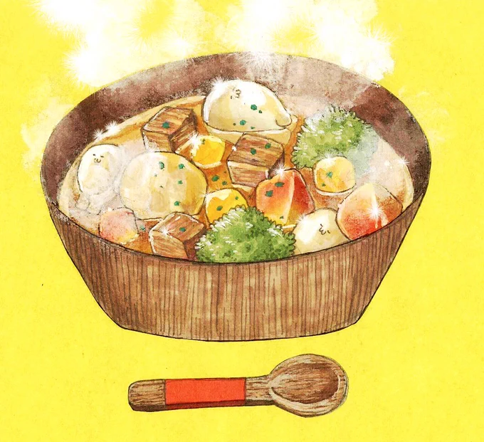 夜食に暖かい荒巻入りスープをどうぞ #荒巻スカルチノフ #イラスト