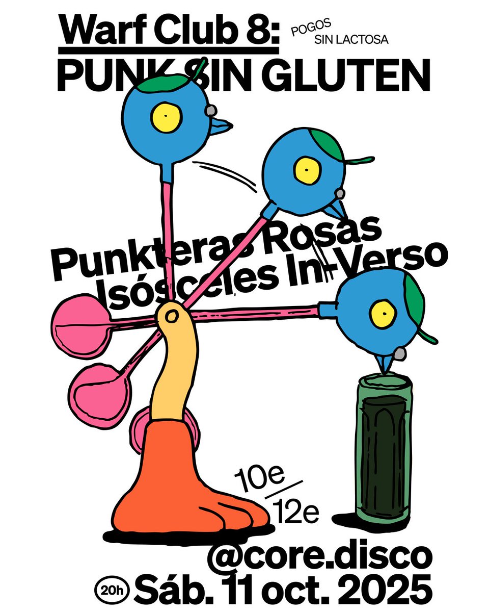 ¡Punkteras Rosas tocan por primera vez en Málaga!.

Este próximo sábado 11 de octubre a las 20:00, y después del vermú en el Drunkorama con menú especial, sesión de Punk sin gluten en📯core.disco (antigua Sala Velvet). Y desde las 22:00 el OLD NEW BREAK BEAT PUNK FUNK RAKATANGA.
