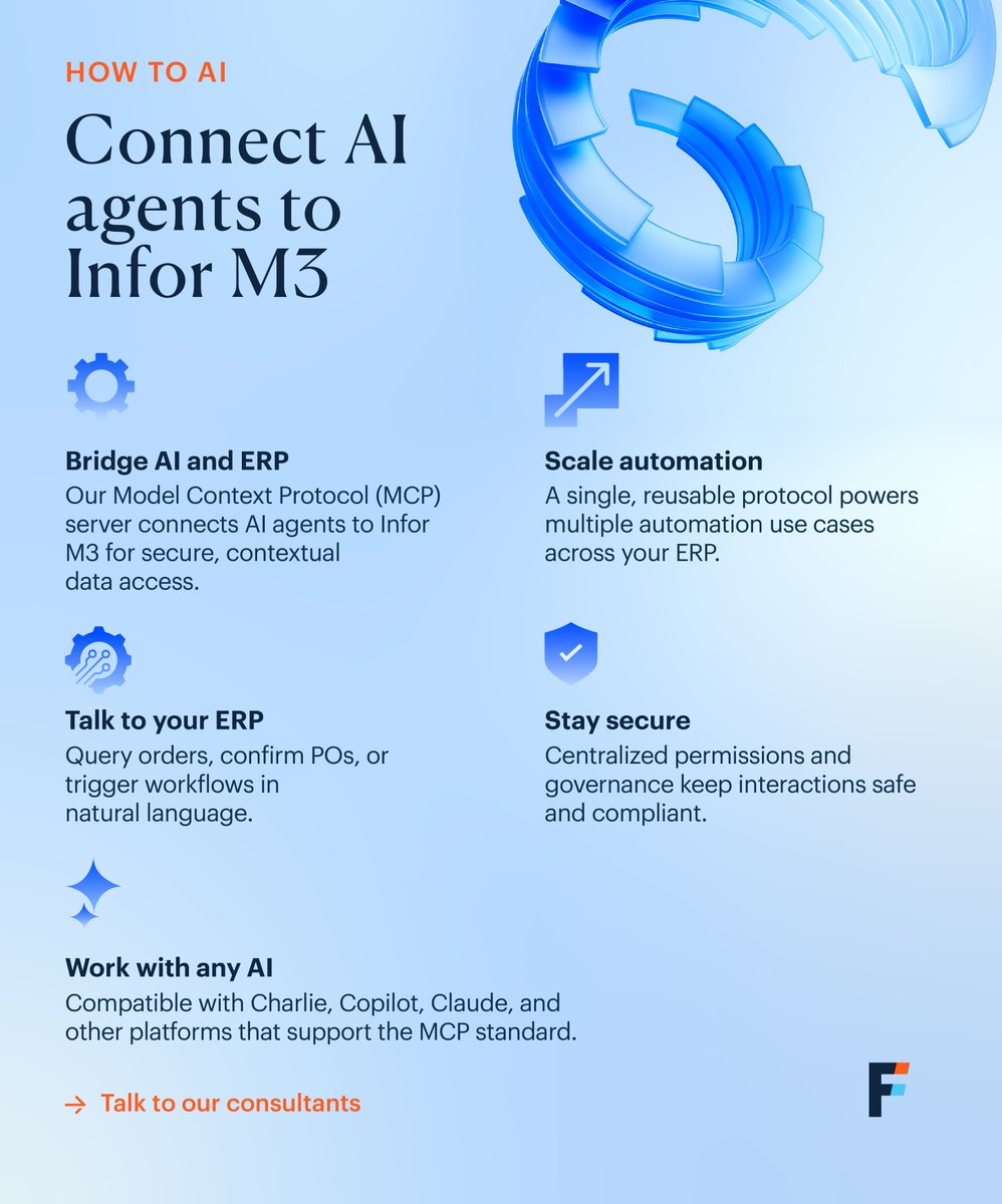 Thinking about connecting AI agents to your <a href="/Infor/">Infor</a> M3 system? Our latest 'How to AI' post shows you how.

Infor M3 environments lack a unified, AI-accessible interface layer, making it hard for agents to securely connect and act on live ERP data. That’s why we built our Model
