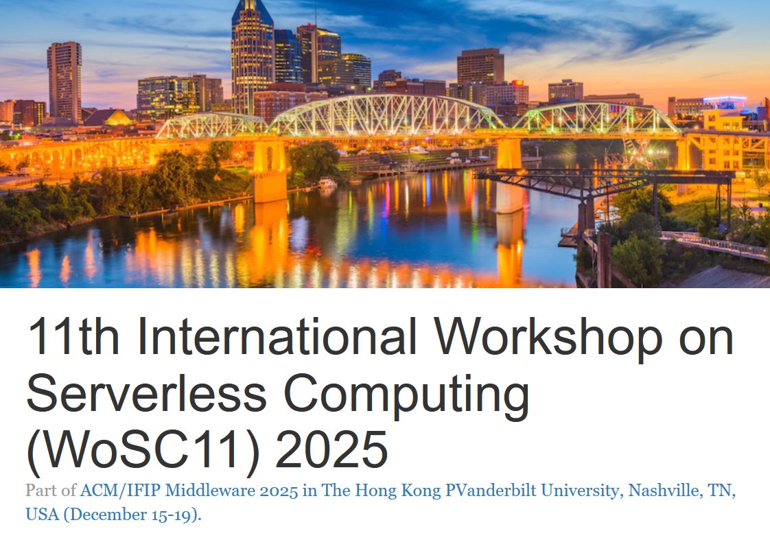 Cloudstars_2023's tweet image. 1⃣1⃣th International Workshop on Serverless Computing (#WoSC11) is coming 🚀

The workshop includes topics on #CloudComputing, #Serverless Computing and also #AI 

➡️ serverlesscomputing.org/wosc11/cfp/ 

Part of @AcmMiddleware