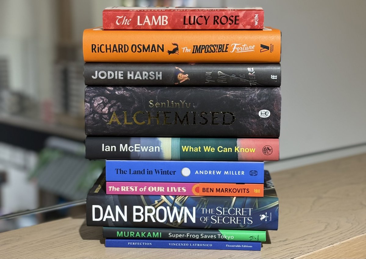 Happy Tuesday book lovers! Time for this week’s top ten…

The Lamb by #LucyRose <a href="/orionbooks/">Orion Publishing</a> 

The Impossible Fortune by <a href="/richardosman/">Richard Osman</a> <a href="/PenguinUKBooks/">Penguin Books UK</a> 

You Had to Be There <a href="/jodieharsh/">Jodie Harsh</a> <a href="/FaberBooks/">Faber Books</a>