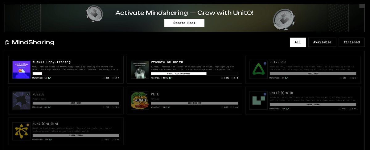 MindSharing just launched on Unit0 and it’s never been easier to dive into a world of collaborative knowledge !

✨Whether you’re curious or ready to lead, exploring MindSharing is a breeze. Get instant access, join open pools, and see where your ideas can take you.

💡 Purchase