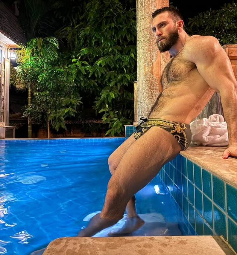 When you go for a midnight swim and you get back to your room with drained nuts and your hairy ass load with cum at 5 a.m.