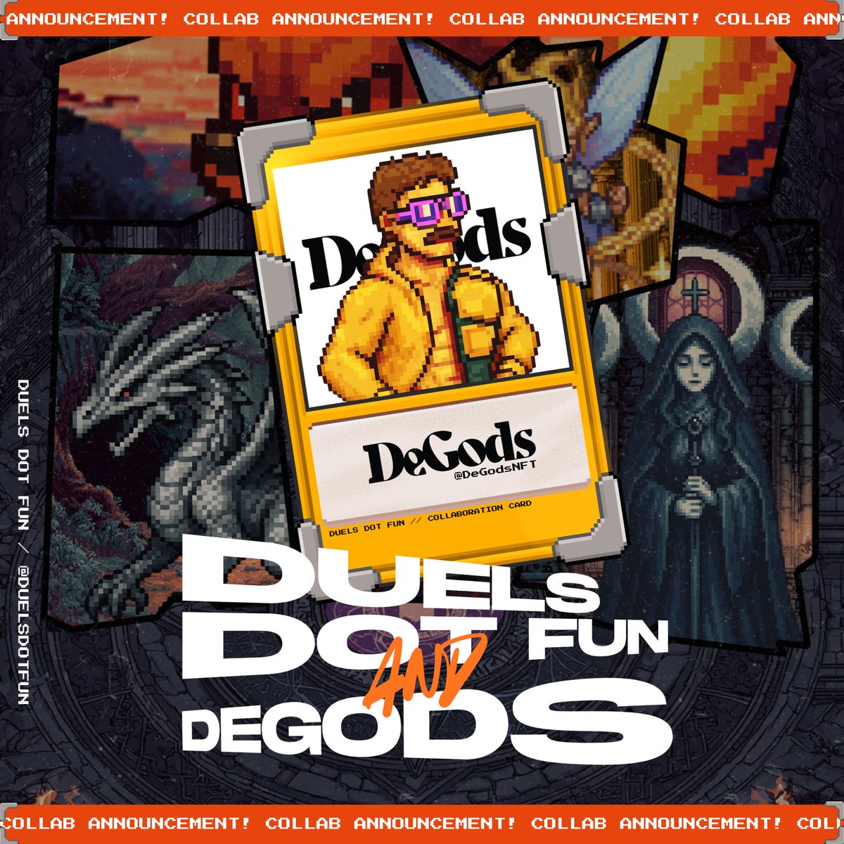 Duelists!

Please welcome <a href="/DeGodsNFT/">DeGods</a> to the Duelist Network ⚔️ 🤝

Tag the next community that deserves a seat at the table 👀