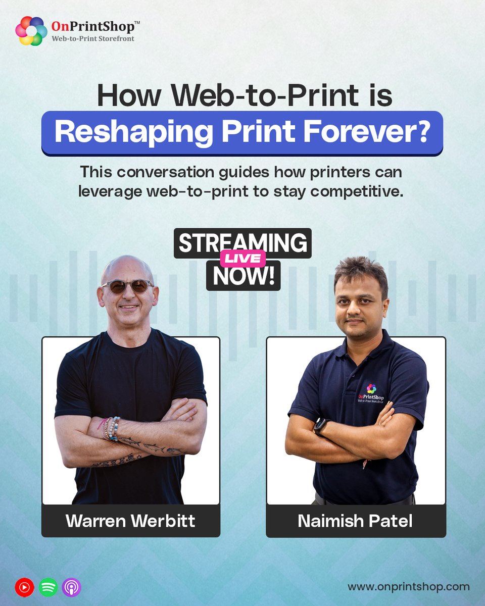 onprintshop's tweet image. The #printindustry is changing fast.
And Web-to-Print is leading the charge. 🚀

🎙️ Hear from industry experts Warren Werbitt &amp;amp; Naimish Patel on how Web-to-Print is redefining print success.

Listen now: onprintshop.com/podcast/warren…

#WebToPrint #PrintIndustry