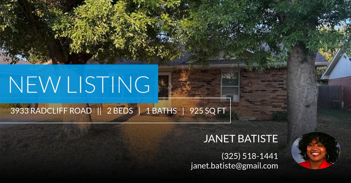janetbatiste's tweet photo. 📍 New Listing 📍 Take a look at this fantastic new property that just hit the market located at 3933 Radcliff Road in Abilene. Reach out here or at (325) 518-1441 for more information https://t.co/4vYeY6NlP5 https://t.co/STJk3fVtPc