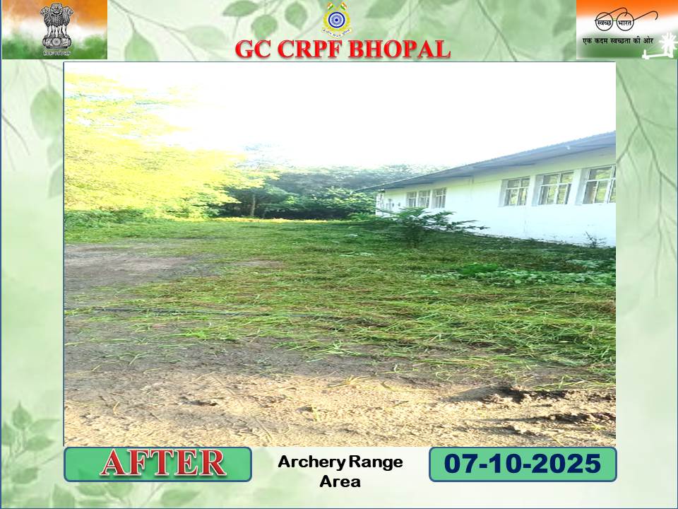 As part of #SpecialCampaign5.0, a campus wide cleanliness drive is underway from 7th Oct 2025. Focus area: Near archery range  Let’s keep our surroundings clean.
<a href="/crpfindia/">🇮🇳CRPF🇮🇳</a>
<a href="/HMOIndia/">गृहमंत्री कार्यालय, HMO India</a>
<a href="/PIBHomeAffairs/">PIB - Ministry of Home Affairs</a>
<a href="/PMOIndia/">PMO India</a>
<a href="/DARPG_GoI/">DARPG 🇮🇳</a>