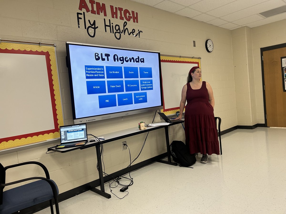 DeanYoder3's tweet image. Each month, a different teacher leader team leads our monthly BLT meeting. This month is was Harper and Jackson creating and presenting our BLT program. @CobbSchools @PearsonMiddle