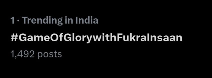 whenSspeaks's tweet photo. #GameOfGlorywithFukraInsaan trending in India at Number 1 🔥❤️

- 1M + views completed ( Episode 1 ( 7L+ views &amp; soon update the other 3 episodes views )
- trending at #9 in India
- biggest show with 100+ creators 

#AbhishekMalhan https://t.co/IQx4EP4UCT