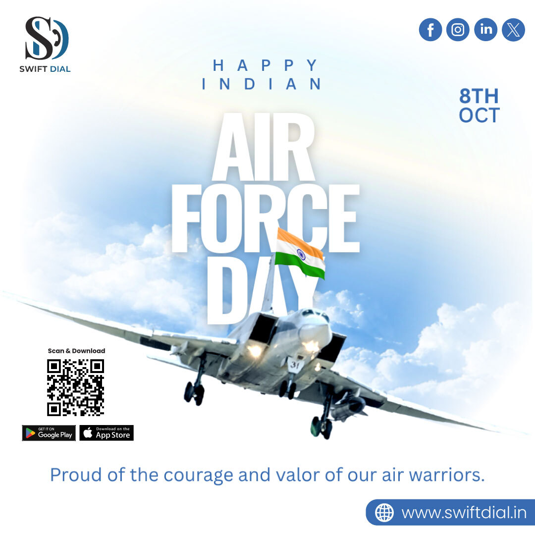 SwiftDial297's tweet image. 💙 Saluting the sky warriors of India! 🇮🇳
On this #IndianAirForceDay, we honor the valor, courage &amp;amp; discipline of our air heroes who guard our skies with pride. ✈️
🌐 swiftdial.in
#SwiftDial #AirForceDay #IndianAirForce #JaiHind #AirWarriors #NationFirst #ProudIndian