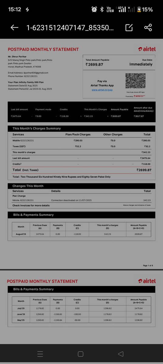 dparihar606's tweet photo. @Airtel_Presence my network not working and I am not able to communicate with you and after paying my bill the SIM is not getting activated and Airtel is not showing this number as Airtel number, please activate my number. https://t.co/LbCYBRcPLR