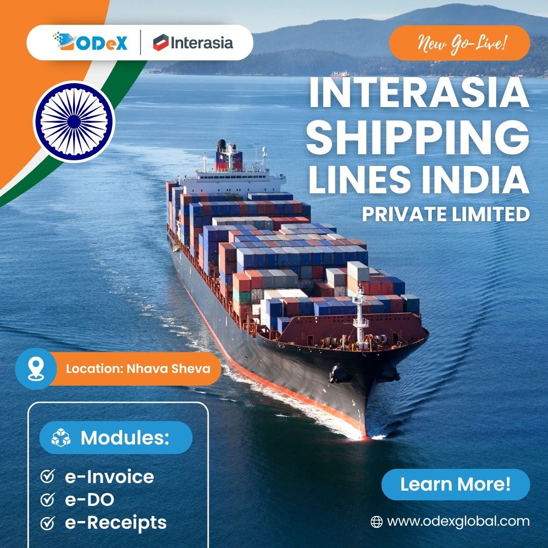 🚢 Interasia Shipping Lines India Pvt. Ltd. is now LIVE on ODeX at Nhava Sheva!
Modules now active:
✅ e-Invoice
✅ e-DO
✅ e-Receipts

No paperwork. No queues. Just seamless digital trade.
#ODeXLive #InterasiaShipping #NhavaSheva #eDO #DigitalTrade