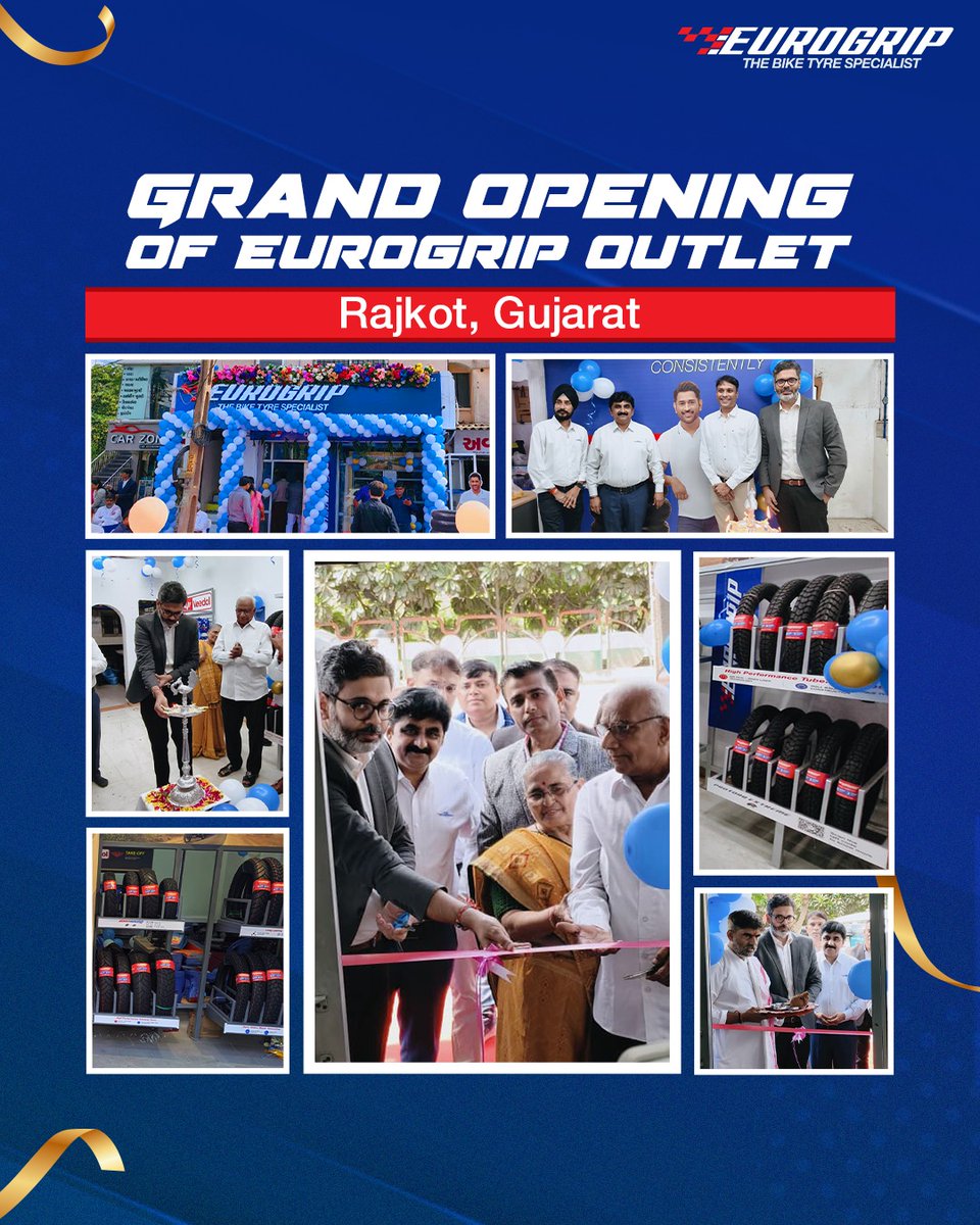 TVSEurogrip's tweet image. We’re thrilled to announce the launch of our 10th branded store in Rajkot!
Inaugurated by Mr. Dishant Sidana (Head of Sales, India), this milestone brings us closer to delivering unmatched grip & confidence to every rider.
#EurogripTyres #Rajkot #TheBikeTyreSpecialist