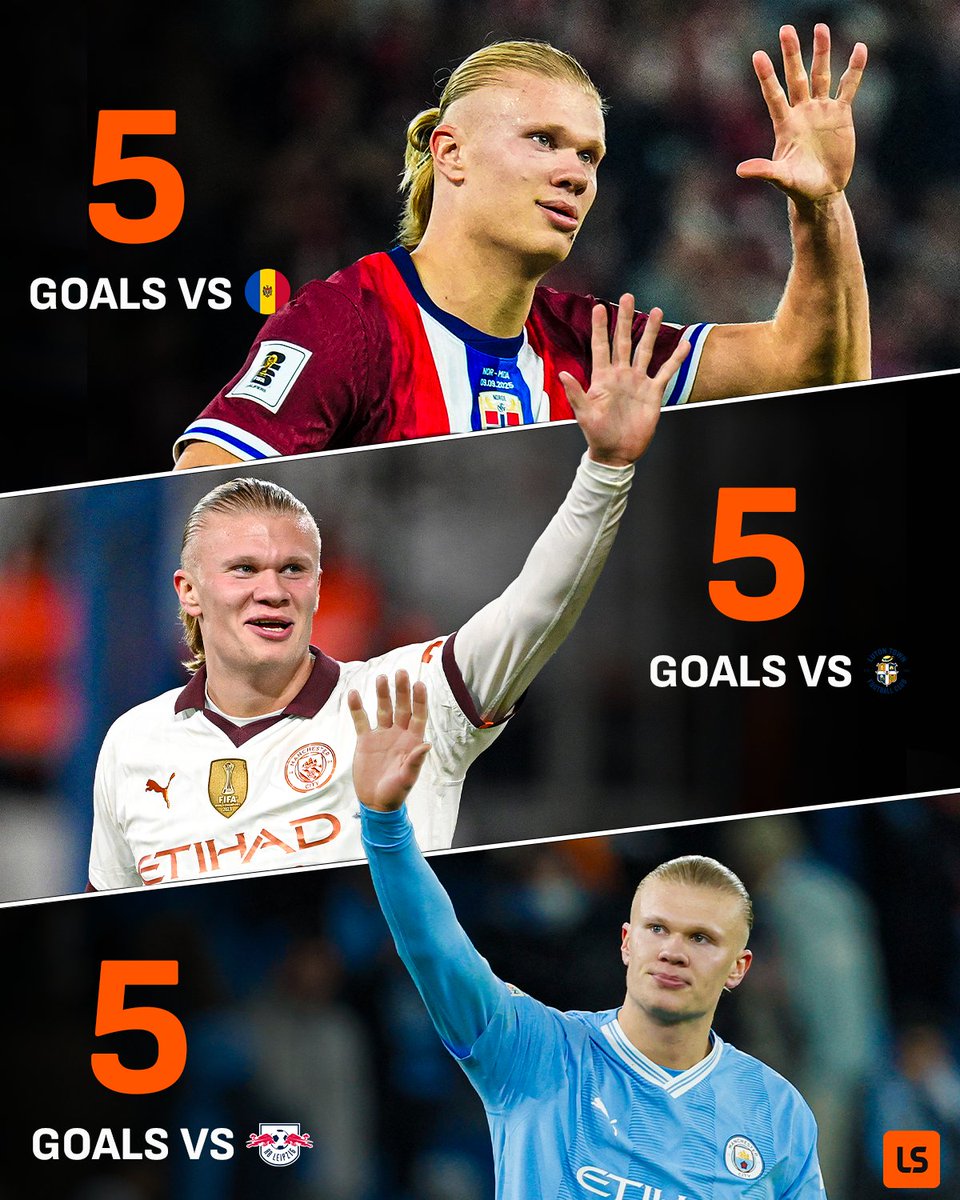 PantauManCity's tweet image. 🇳🇴 Erling Haaland adalah satu-satunya pemain di abad ke-21 yang mencetak lima gol dalam tiga pertandingan terpisah. 

▶️ #livescore