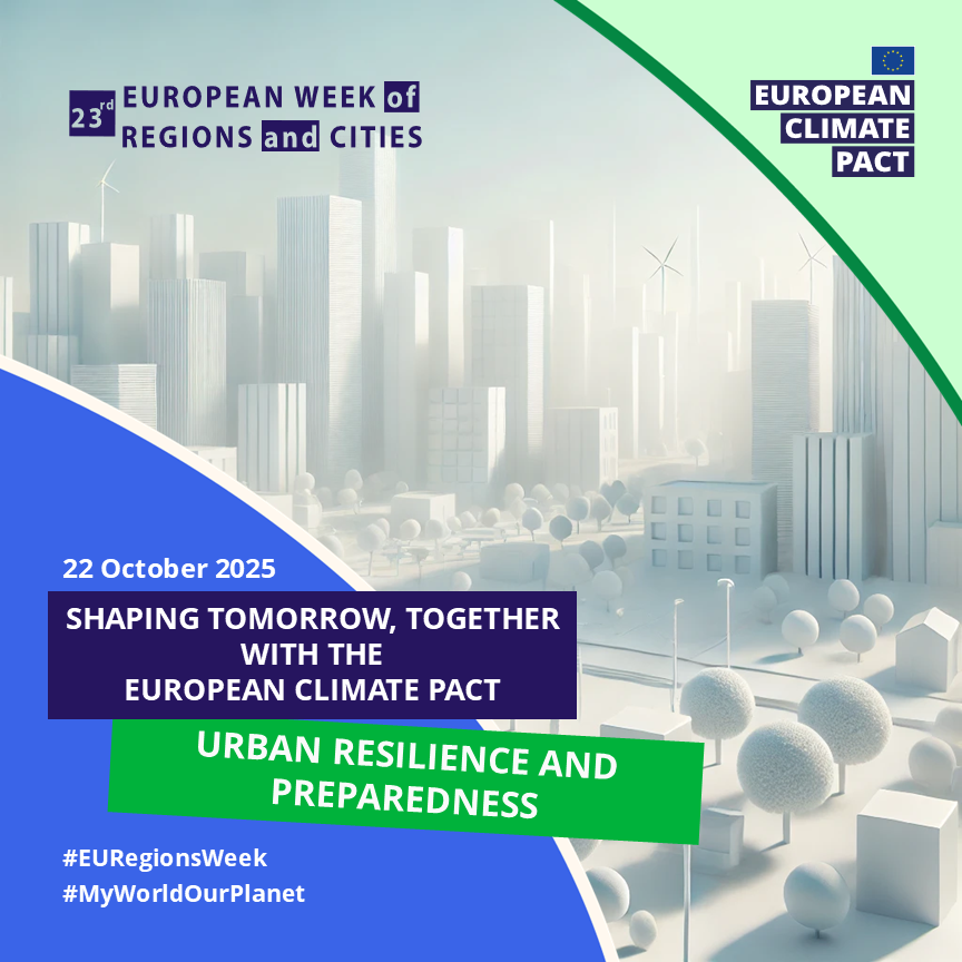 Join the event "Shaping tomorrow, together with the European Climate Pact - Urban Resilience &amp; Preparedness"

🗓️22.10.2025
🕔 17:45 – 21:45
📍 Amalia Hotel, Athens, Greece

More details➡️inzeb.org/events/shaping…

#EURegionsWeek
#MyWorldOurPlanet
#EUClimatePact