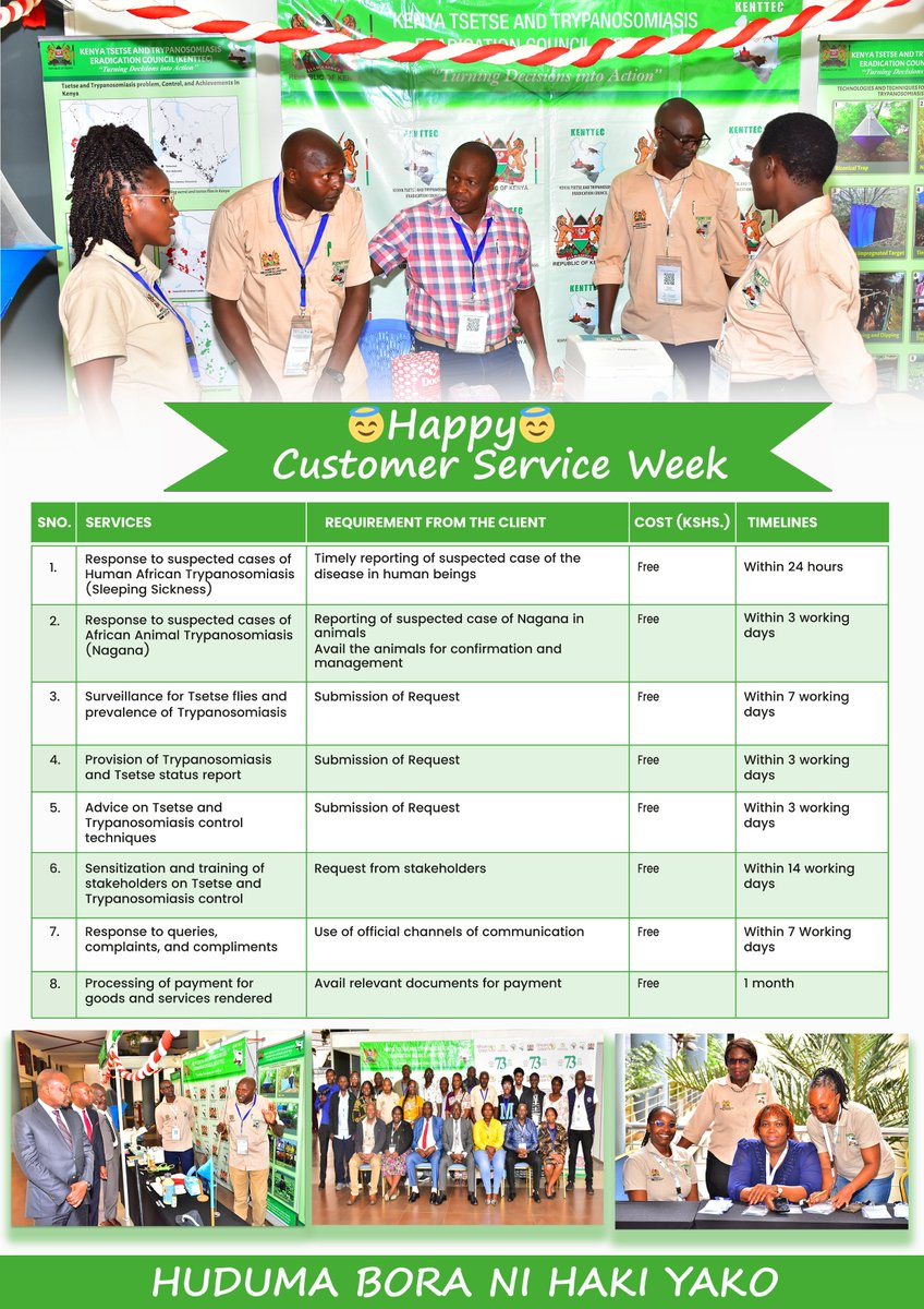 Happy Customer Service Week!
This year, we take a moment to celebrate our dedicated teams whose commitment, professionalism, and empathy continue to drive our mission of a tsetse-free Kenya. 
Happy Customer Service Week — You Make the Difference!