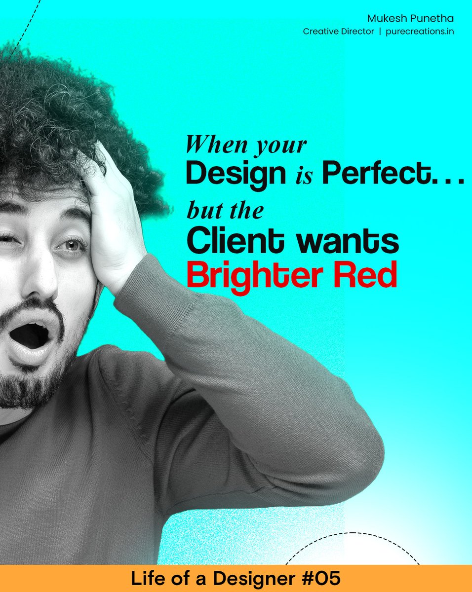 brandingmukesh's tweet image. The struggle between perfection and client vision ❤️‍🔥 

#DesignerProblems #BrandingByMukesh #CreativeJourney #DesignHumor #ClientRequests #ColorWars