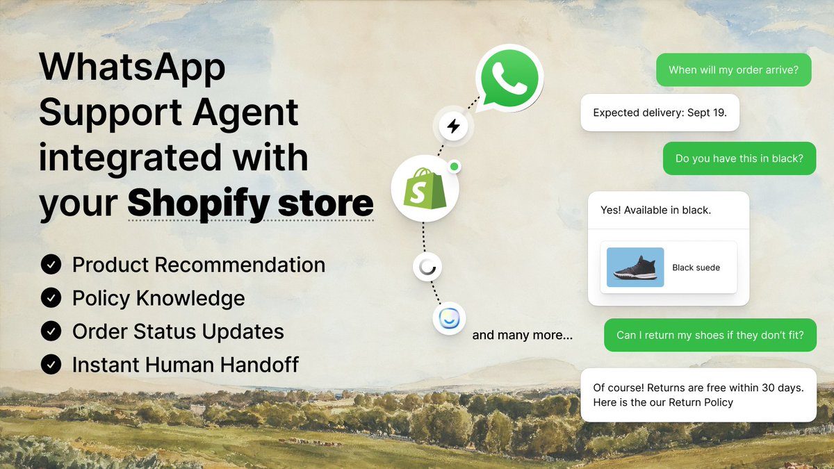 With LiveChatAI, your store can now:

✅ Provide instant product recommendations
✅ Answer FAQs and policy-related questions
✅ Offer real-time order status updates
✅ Enable instant human handoff when needed

Learn more: livechatai.com/whatsapp-ai-ch…