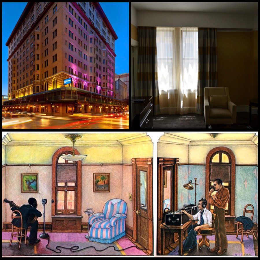 November 23, 26 &amp; 27 1936, #RobertJohnson recorded 16 of 29 songs at Gunter Hotel room 414, San Antonio. Don Law booked 2 adjoining rooms in the hotel, one for equipment &amp; one for the musicians. 23rd night RJ got in trouble &amp; landed in Bexar County Jail until Don bailed him out
