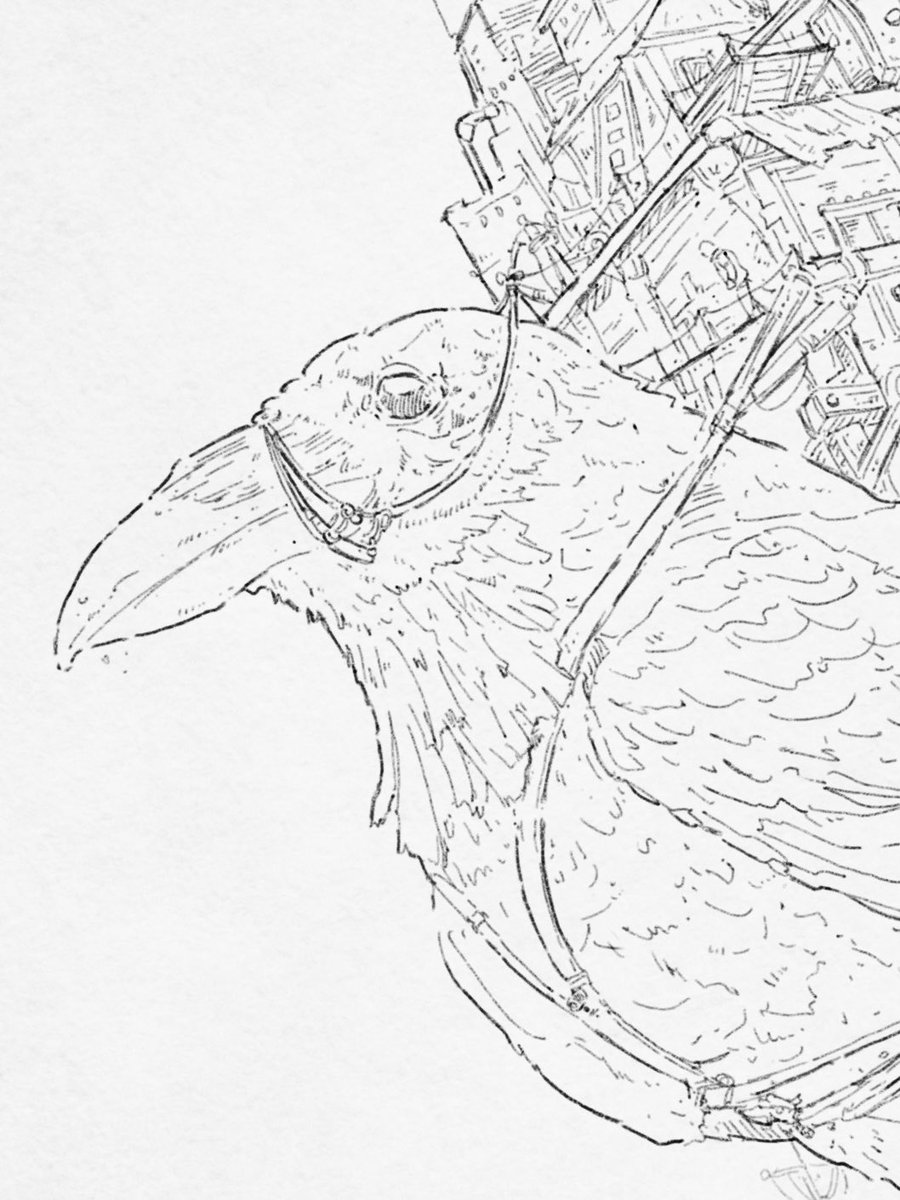 Not enough time for inktober this year but I’m trying to spend time to wrap up this #giant #crow by the end of the week 🐦‍⬛