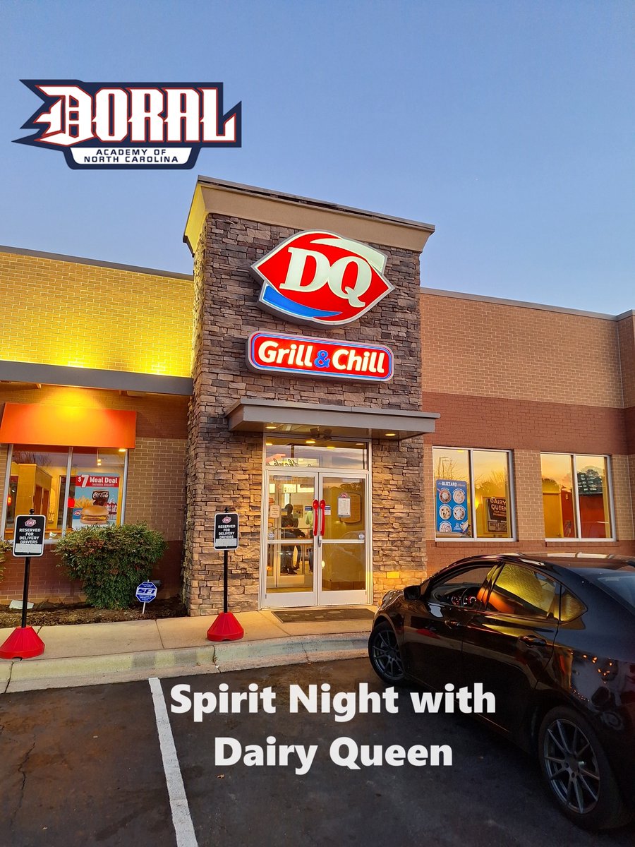 We hope you'll join us tonight at the New Bern Ave DQ in Raleigh for Spirit Night tonight!  A portion of all of our sales will go to the Doral Academy PTA, so stop by and support a local school!

#SchoolSpirit #RaleighNC #LoveMyDQ
