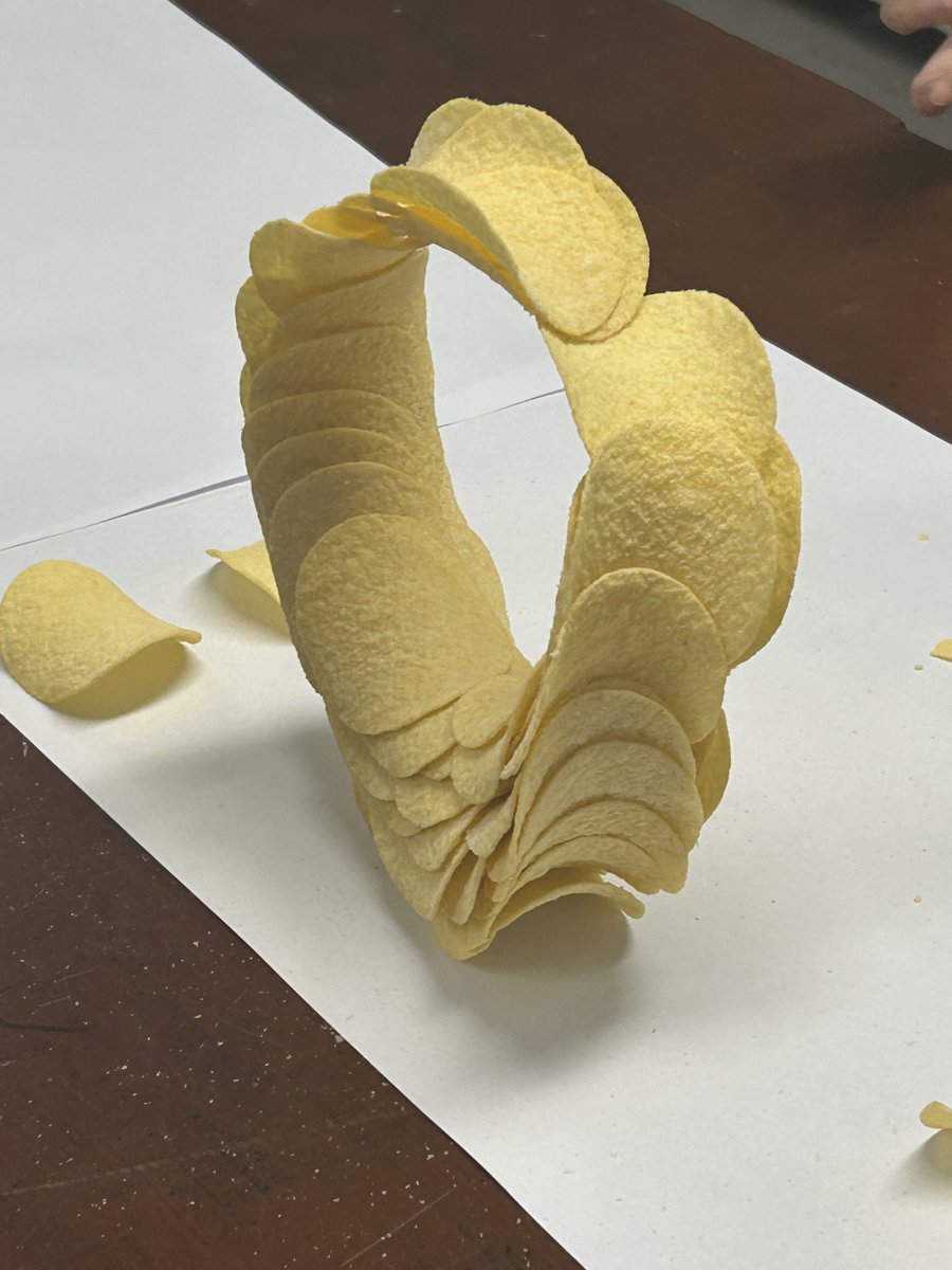 KirkbieKendal's tweet image. A great effort from the Year 7s in Mrs Wrigley’s Science Club. Their challenge was to make ‘Pringle ringles&apos; - a standalone ring structure from the contents of a tube of Pringles and nothing else. We even had a Pringles swan made at the end. 👏🧠 #ScienceClub #PringleChallenge